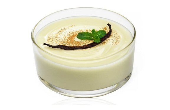 Schaaltje met vanillepudding